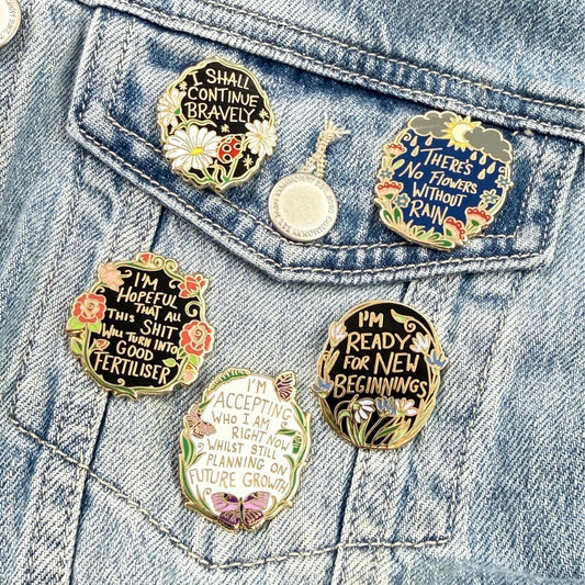 I Shall Continue Bravely Lapel Pin Collection Bundle (4 x 5 designs)