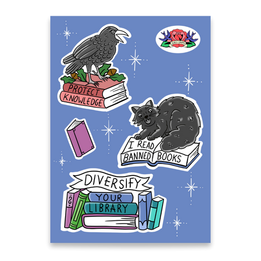 Read Banned Books A6 Sticker Sheet