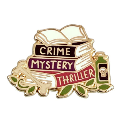 Crime Mystery Thriller Book Stack Lapel Pin