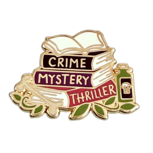 Crime Mystery Thriller Book Stack Lapel Pin