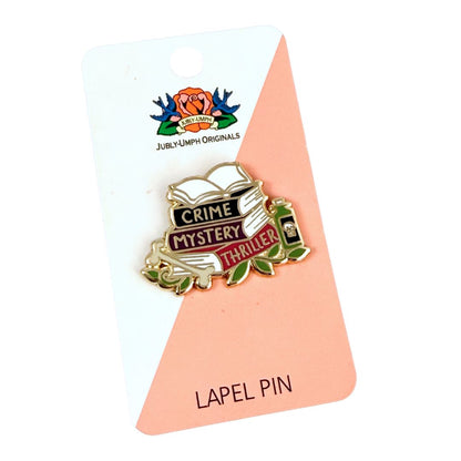 Crime Mystery Thriller Book Stack Lapel Pin