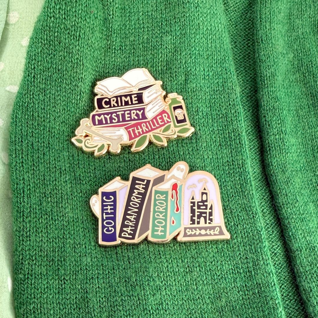 Crime Mystery Thriller Book Stack Lapel Pin